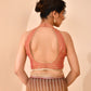 Amodini Designer Studio Women's Pastel Maroon Embroidered Keyhole Neck Tissue Blouse