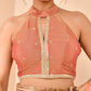 Amodini Designer Studio Women's Pastel Maroon Embroidered Keyhole Neck Tissue Blouse