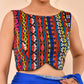 Amodini Designer Studio Women's Black Multicoloured Boat Neck Jacquard Blouse