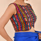 Amodini Designer Studio Women's Black Multicoloured Boat Neck Jacquard Blouse
