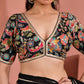 Amodini Designer Studio Women's Black Embroidered Position Print Nyra Cut Blouse with sleeves