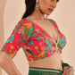 Amodini Designer Studio Women's Pink Embroidered Position Print Nyra Cut Blouse with sleeves