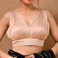 Amodini Designer Studio Women's Rose Gold V neck Wrinkled sleeveless blouse