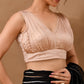 Amodini Designer Studio Women's Rose Gold V neck Wrinkled sleeveless blouse