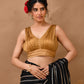 Amodini Designer Studio Women's Dark Gold V neck Wrinkled sleeveless blouse