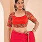 Amodini Designer Studio Women's Madhubala Style Red Blouse With Sleeves