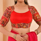 Amodini Designer Studio Women's Madhubala Style Red Blouse With Sleeves