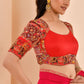 Amodini Designer Studio Women's Madhubala Style Red Blouse With Sleeves