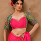 Amodini Designer Studio Women's Madhubala Style Pink Blouse With Sleeves