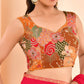 Amodini Designer Studio Women's Mustard Floral Position Print Sweetheart Neck Blouse Sleeveless