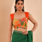 Amodini Designer Studio Women's Goblet Crepe Embroidered Orange Blouse