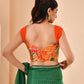 Amodini Designer Studio Women's Goblet Crepe Embroidered Orange Blouse