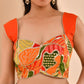 Amodini Designer Studio Women's Goblet Crepe Embroidered Orange Blouse