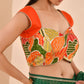 Amodini Designer Studio Women's Goblet Crepe Embroidered Orange Blouse