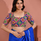 Amodini Designer Studio Women's Multicolor Geometric Pattern Cut Dana Embroidered Blouse