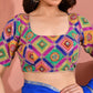 Amodini Designer Studio Women's Multicolor Geometric Pattern Cut Dana Embroidered Blouse