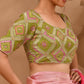 Amodini Designer Studio Women's Green Geometric Pattern Cut Dana Embroidered Blouse