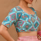 Amodini Designer Studio Women's Sky Blue Geometric Pattern Cut Dana Embroidered Blouse