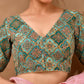 Amodini Designer Studio Women's Aqua Geometric Pattern Embroidered Blouse