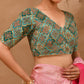 Amodini Designer Studio Women's Aqua Geometric Pattern Embroidered Blouse