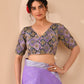 Amodini Designer Studio Women's Purple Geometric Pattern Embroidered Blouse