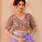 Amodini Designer Studio Women's Lavender Geometric Pattern Embroidered Blouse