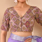 Amodini Designer Studio Women's Lavender Geometric Pattern Embroidered Blouse