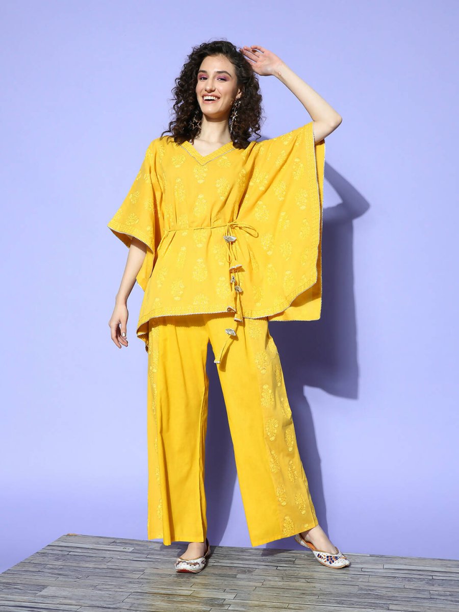 Ahalyaa Women's Traditional Wea Co-ods - Mustard | Swadesiicart