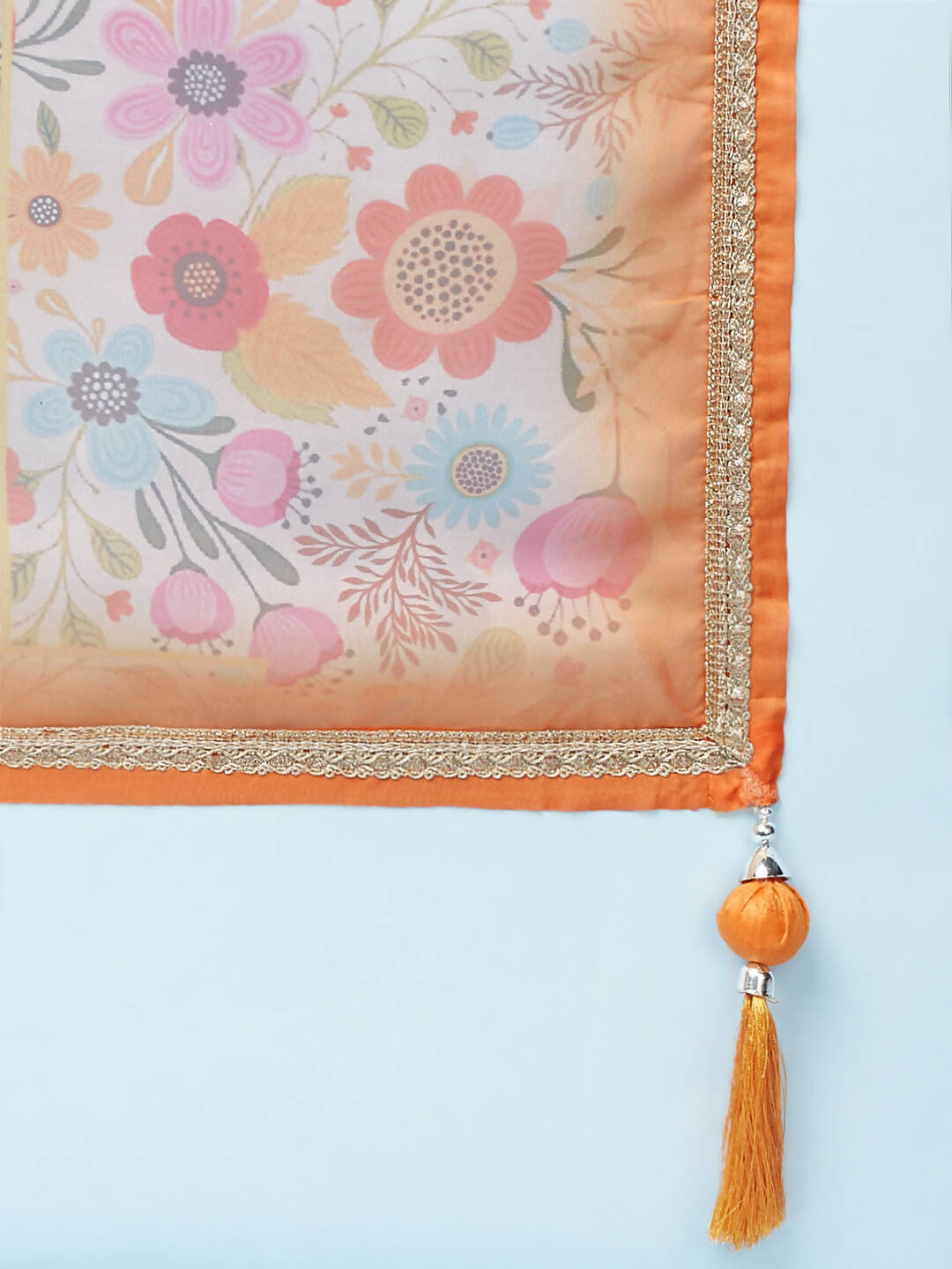 House of Panchhi Orange Organza Floral Printed Lehenga choli & Dupatta | Swadesiicart