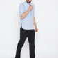 Even Apparels Blue Pure Cotton With Band Collar Men's Kurta | Swadesiicart