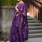 Beatitude Purple Cotton Floral Jamdani Saree