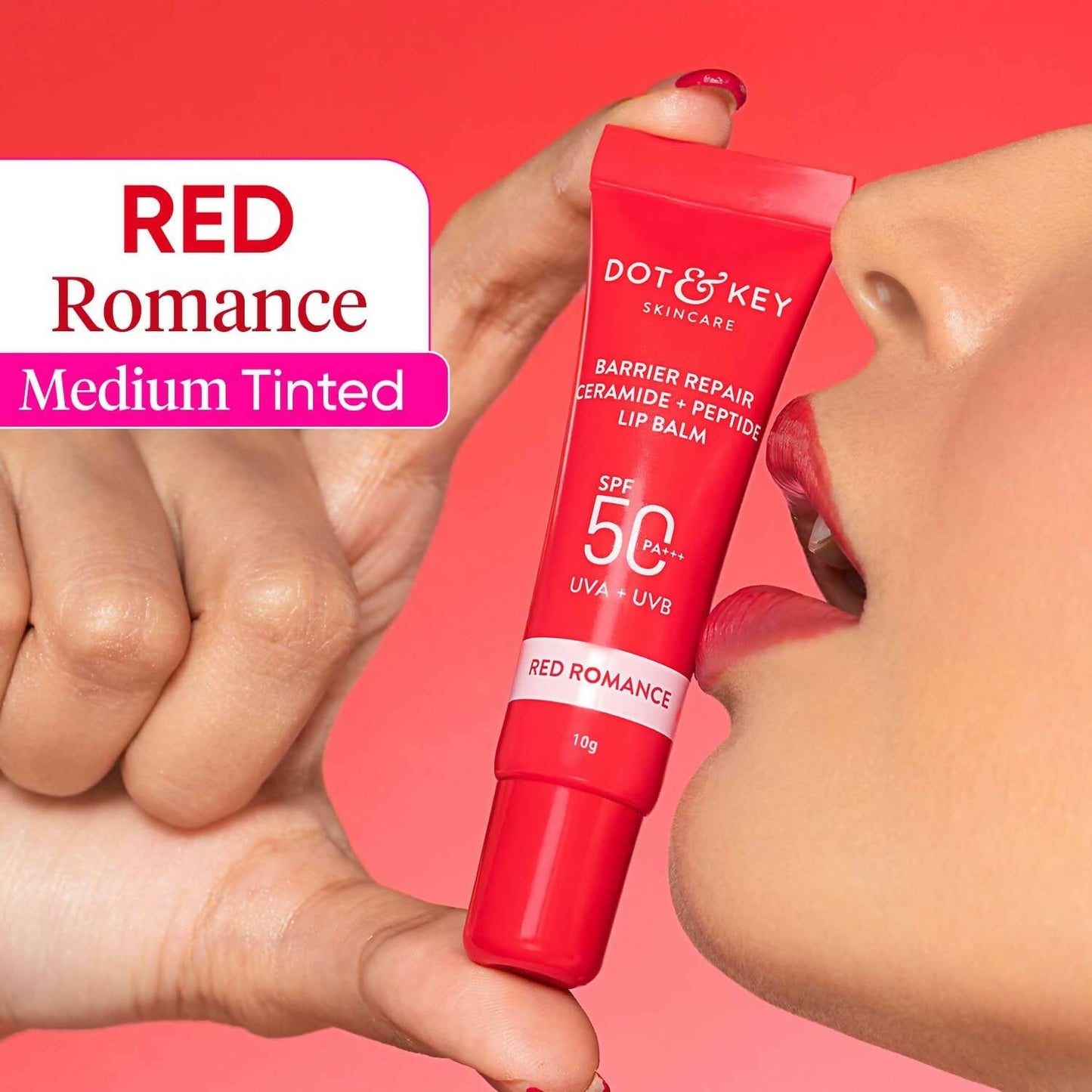 Dot & Key Barrier Repair Ceramide & Peptide SPF 50+, PA+++ Lip Balm - Red Romance - Swadesiicart