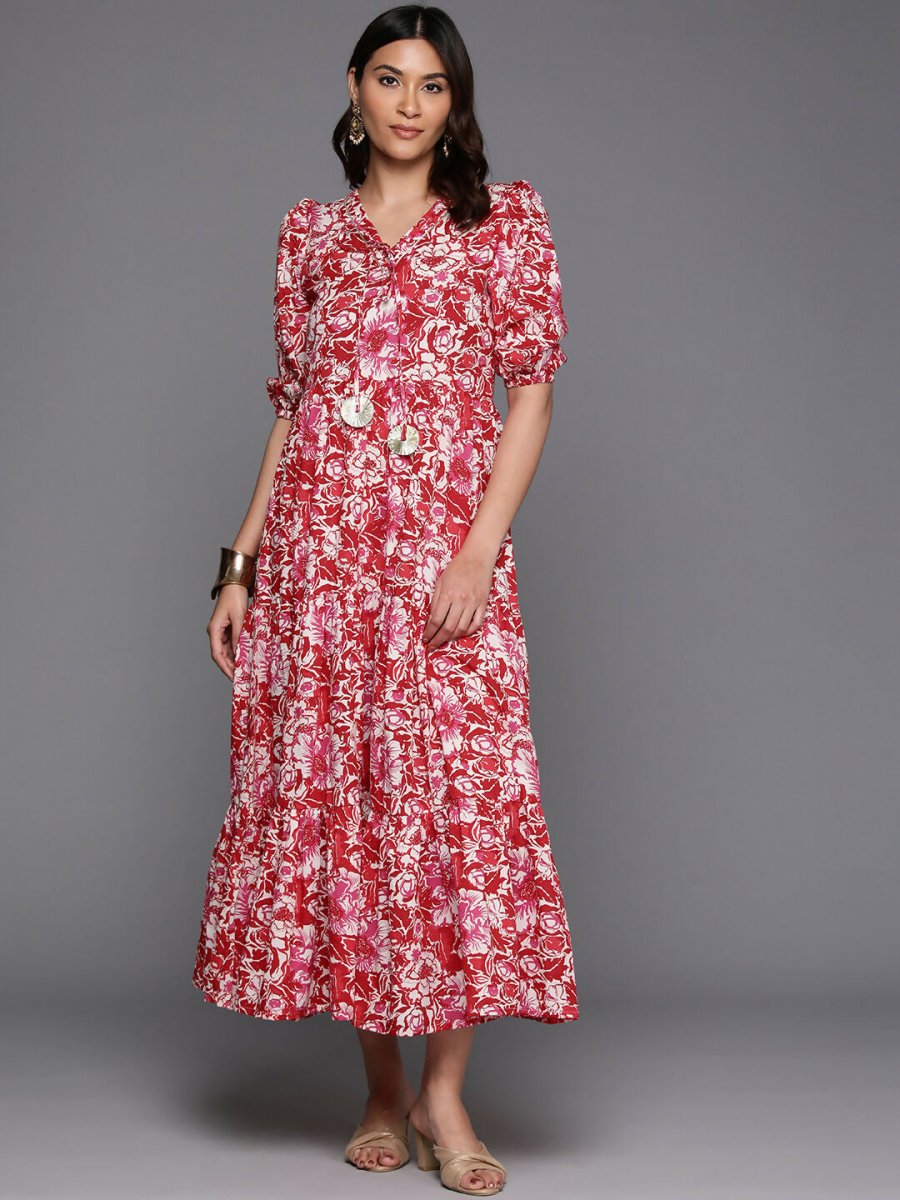 Ahalyaa Women's Traditional wear Ethnic Dress - Red | Swadesiicart