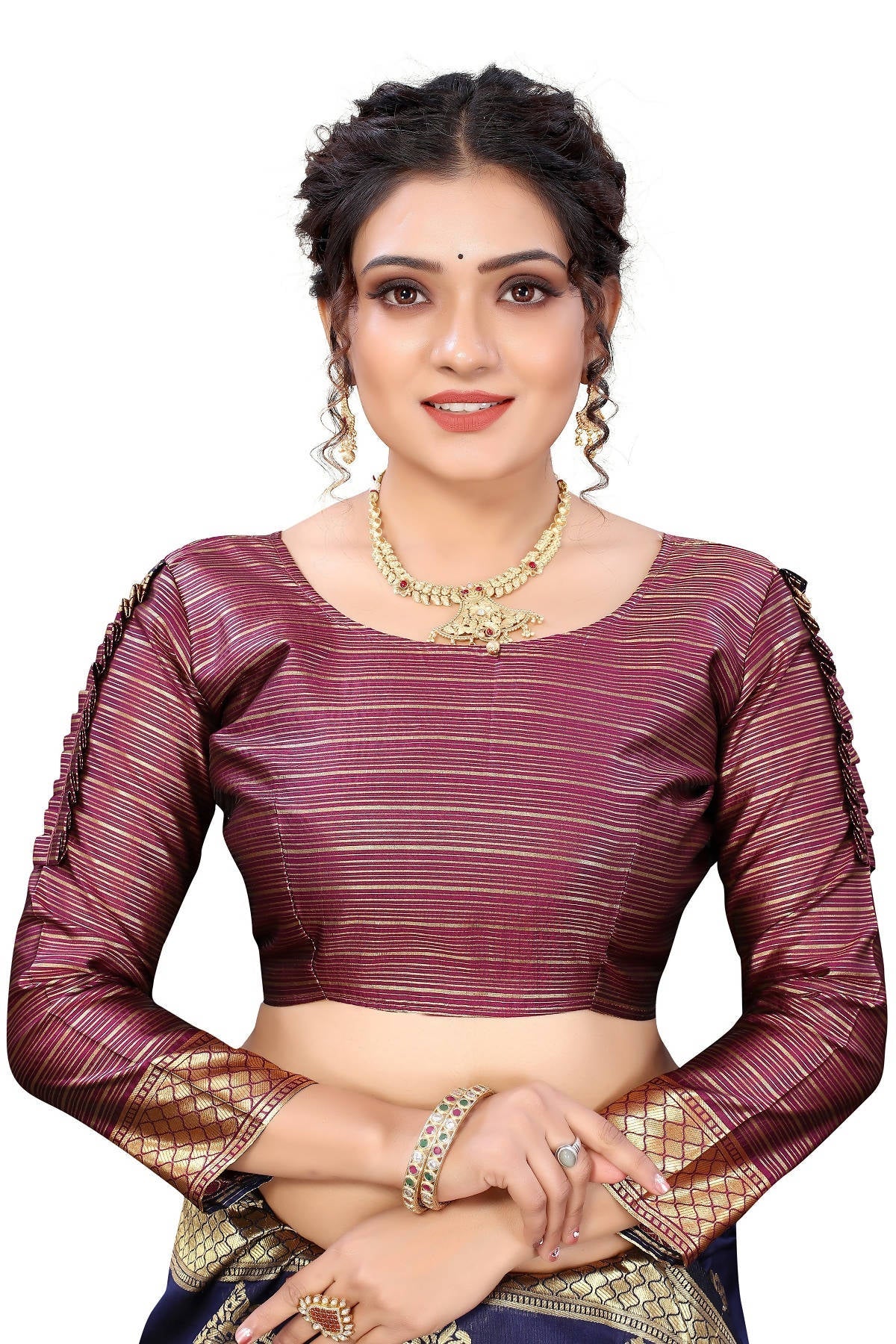 Vamika Ethnic Fire Navy Blue Weaving Banarasi Jacquard Saree | Swadesiicart