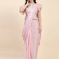 Pink Silk Satin Sequence Work Ready to Wear Saree with stitched Blouse - Nirvana | Swadesiicart