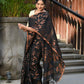 Beatitude Black Cotton Floral Jamdani Saree