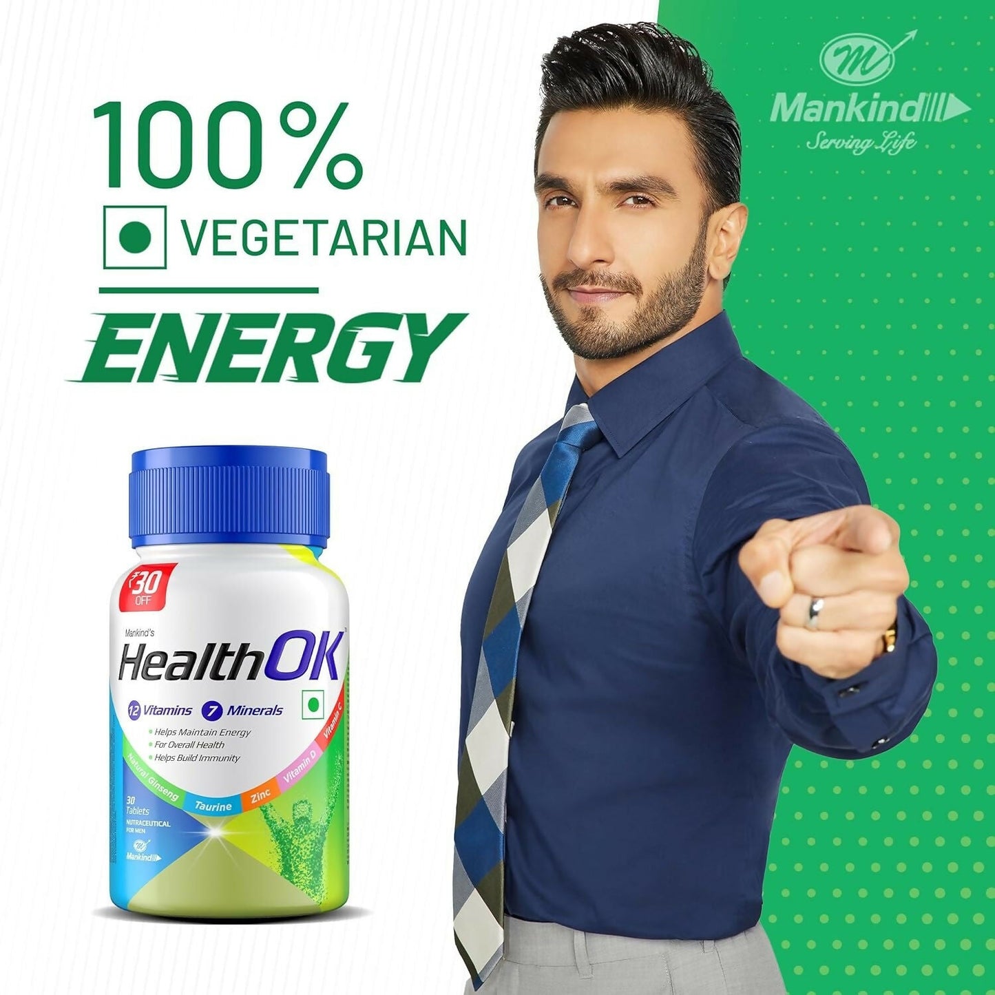 Health OK Multivitamin Tablets For Daily Energy, Vitamin D, C & Overall Health - Swadesiicart