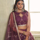 Aastha Fashion Wine Butterfly Net Tone To Tone Cotton Thread Work And Sequence Work Embroidery Wedding Wear Lehenga Choli