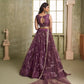 Aastha Fashion Wine Butterfly Net Tone To Tone Cotton Thread Work And Sequence Work Embroidery Wedding Wear Lehenga Choli