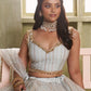 Aastha Fashion Light Gray Butterfly Net Tone To Tone Cotton Thread Work And Sequence Work Embroidery Wedding Wear Lehenga Choli