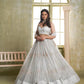 Aastha Fashion Light Gray Butterfly Net Tone To Tone Cotton Thread Work And Sequence Work Embroidery Wedding Wear Lehenga Choli
