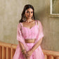 Aastha Fashion Pink Butterfly Net Tone To Tone Cotton Thread Work And Sequence Work Embroidery Wedding Wear Lehenga Choli