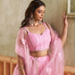 Aastha Fashion Pink Butterfly Net Tone To Tone Cotton Thread Work And Sequence Work Embroidery Wedding Wear Lehenga Choli