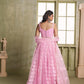 Aastha Fashion Pink Butterfly Net Tone To Tone Cotton Thread Work And Sequence Work Embroidery Wedding Wear Lehenga Choli