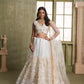 Aastha Fashion White Butterfly Net White Cotton Thread Work And Sequence Work Embroidery Wedding Wear Lehenga Choli