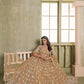 Aastha Fashion Chiku Butterfly Net White Cotton Thread Work And Sequence Work Embroidery Wedding Wear Lehenga Choli