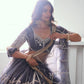 Aastha Fashion Dark Gray Butterfly Net White Cotton Thread Work And Sequence Work Embroidery Wedding Wear Lehenga Choli