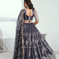 Aastha Fashion Dark Gray Butterfly Net White Cotton Thread Work And Sequence Work Embroidery Wedding Wear Lehenga Choli