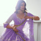 Aastha Fashion Lavender Butterfly Net White Cotton Thread Work And Sequence Work Embroidery Wedding Wear Lehenga Choli