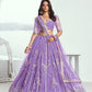 Aastha Fashion Lavender Butterfly Net White Cotton Thread Work And Sequence Work Embroidery Wedding Wear Lehenga Choli